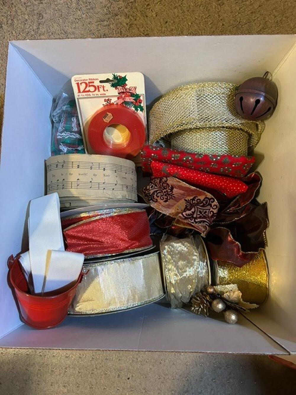 Christmas Ribbon Lot of 8+ Rolls Wired Ribbon, Holiday Craft Ribbon & Decoration